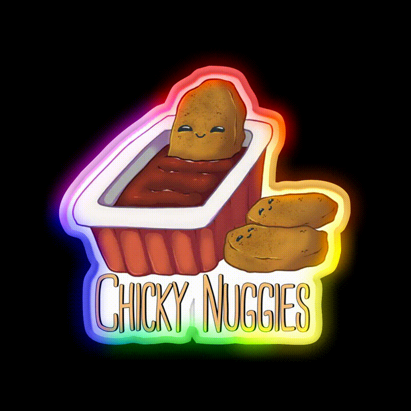 Chicky Nuggies Fast Food Led Neon Sign For Burger Place Rgb Color