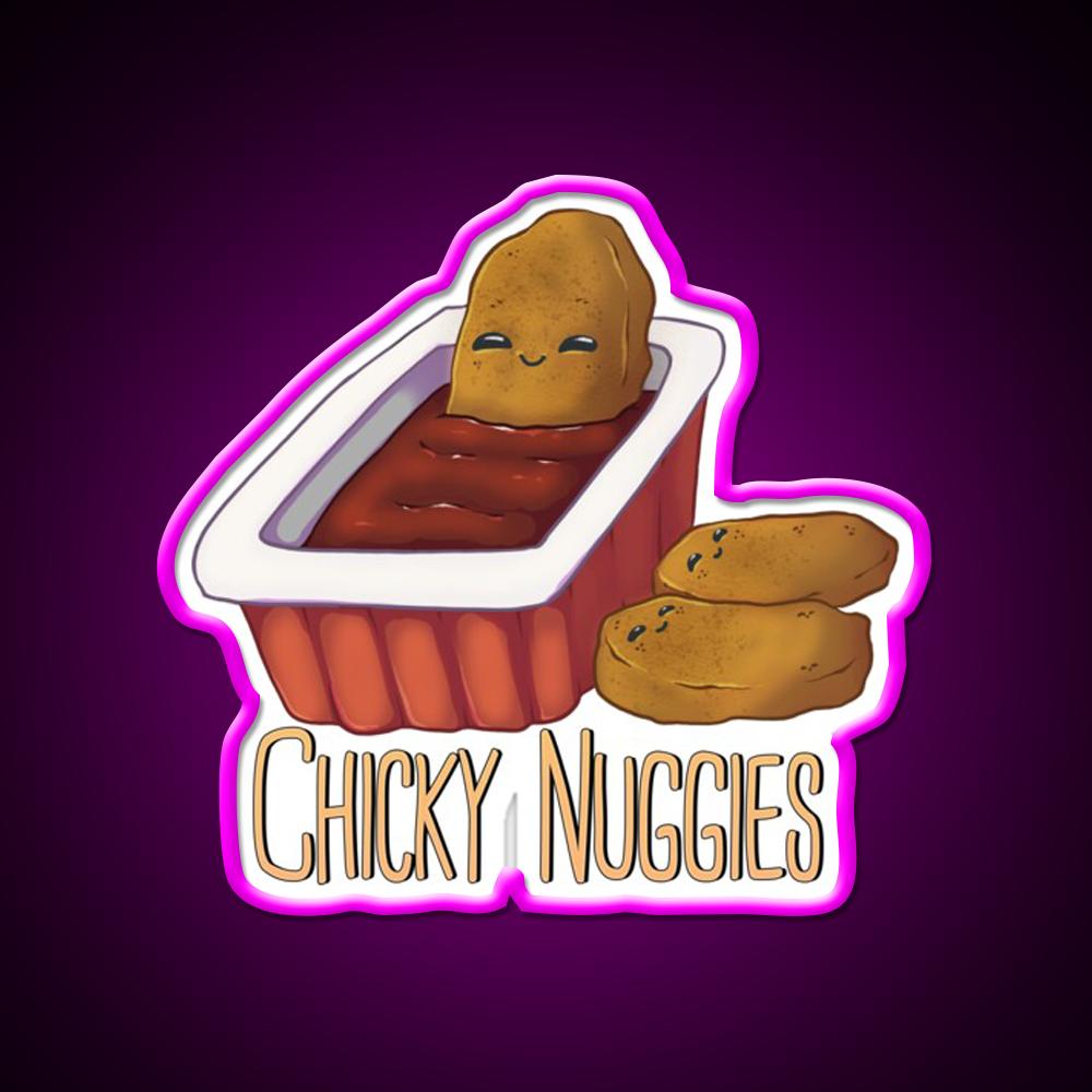 Chicky Nuggies Fast Food Led Neon Sign For Burger Place Rgb Color