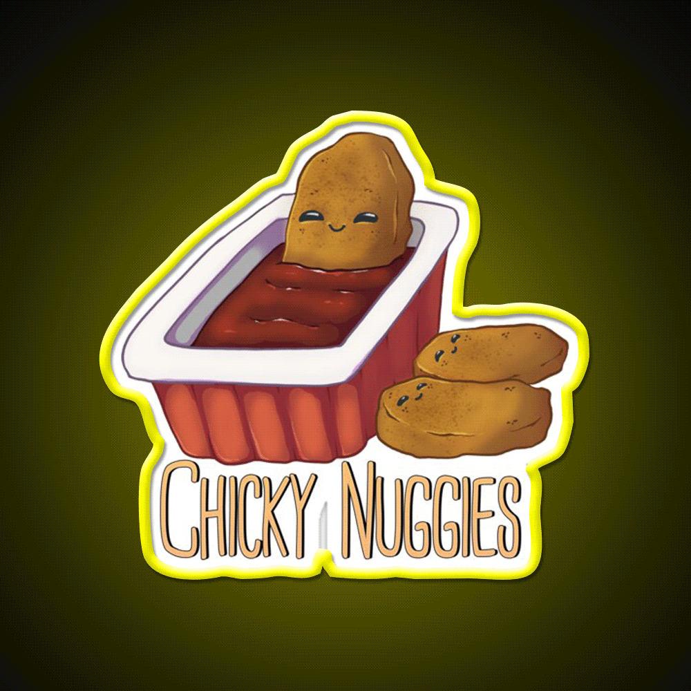 Chicky Nuggies Fast Food Led Neon Sign For Burger Place Rgb Color