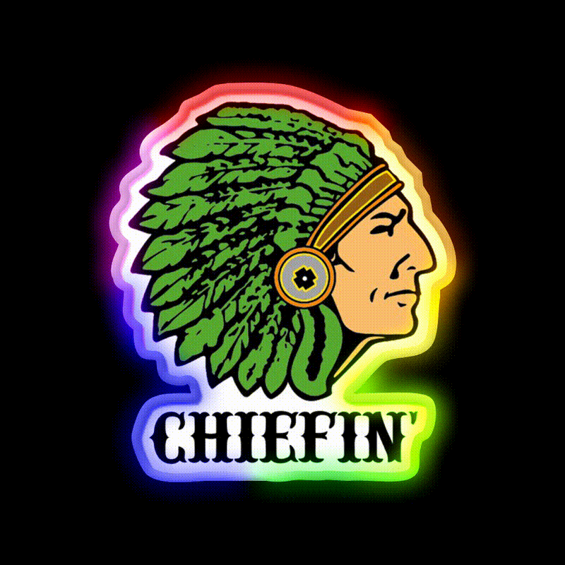 Chiefin Hemp Inspired Green Leaf Led Neon Sign Rgb Color - LED neon sign close-up detail