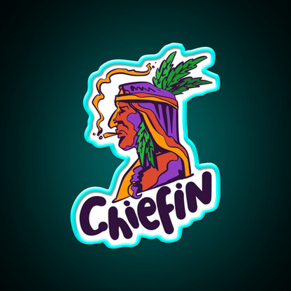 Chiefin Weed Native Gift Hemp Inspired Green Leaf Led Neon Sign Rgb Color - Size and dimension reference