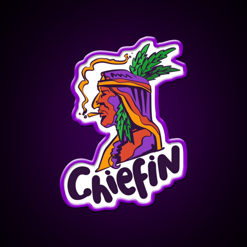 Chiefin Weed Native Gift Hemp Inspired Green Leaf Led Neon Sign Rgb Color - LED neon sign view 9
