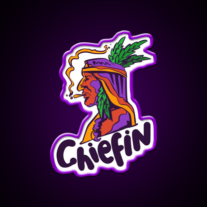 Chiefin Weed Native Gift Hemp Inspired Green Leaf Led Neon Sign Rgb Color - LED neon sign view 9