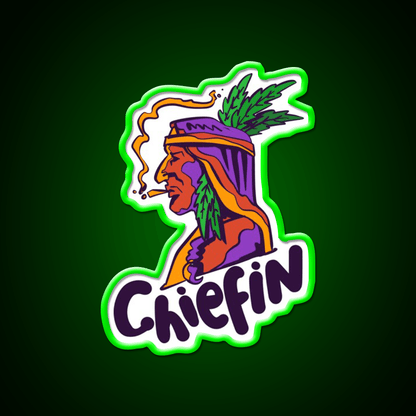 Chiefin Weed Native Gift Hemp Inspired Green Leaf Led Neon Sign Rgb Color - Shineneon