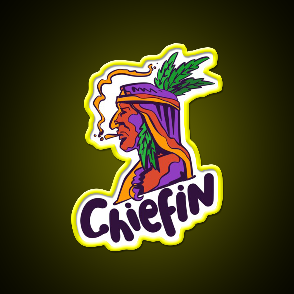 Chiefin Weed Native Gift Hemp Inspired Green Leaf Led Neon Sign Rgb Color - LED neon sign view 7