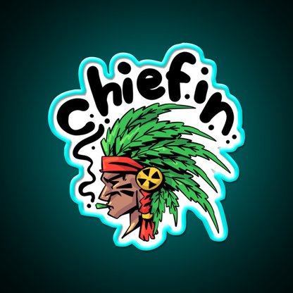 Chiefin Weed Native Hemp Inspired Green Leaf Led Neon Sign 420 Neon Decor Rgb Color - Size and dimension reference