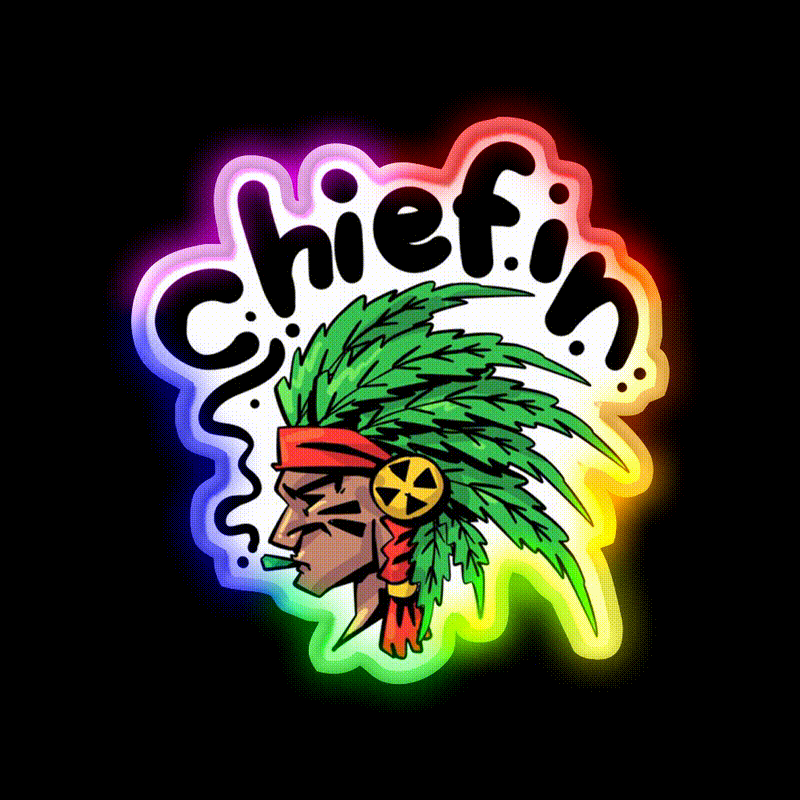 Chiefin Weed Native Hemp Inspired Green Leaf Led Neon Sign 420 Neon Decor Rgb Color
