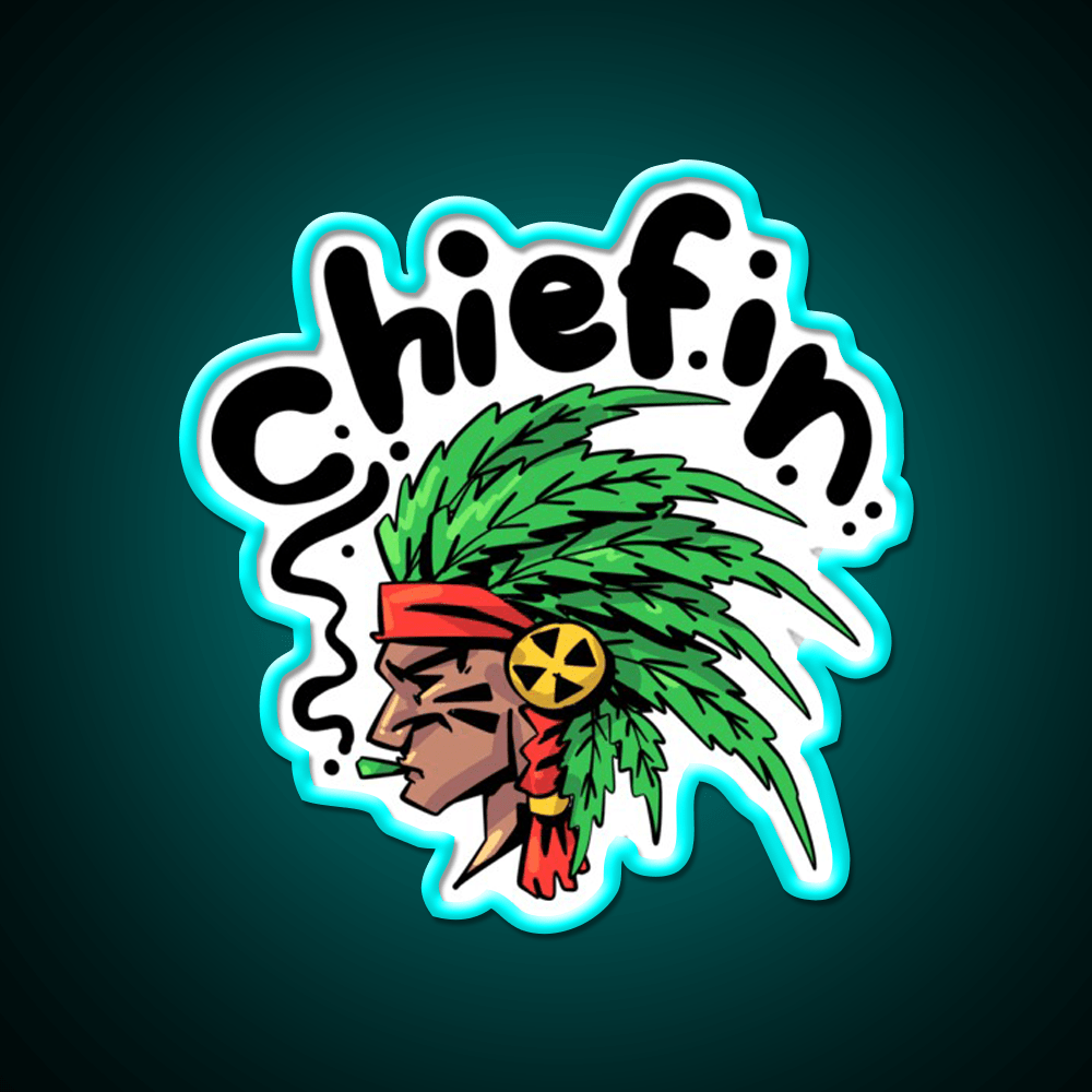 Chiefin Weed Native Hemp Inspired Green Leaf Led Neon Sign 420 Neon Decor Rgb Color - Shineneon