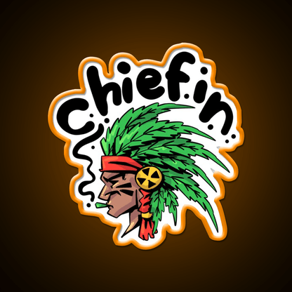Chiefin Weed Native Hemp Inspired Green Leaf Led Neon Sign 420 Neon Decor Rgb Color - Shineneon