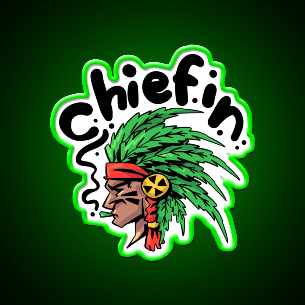 Chiefin Weed Native Hemp Inspired Green Leaf Led Neon Sign 420 Neon Decor Rgb Color - Shineneon