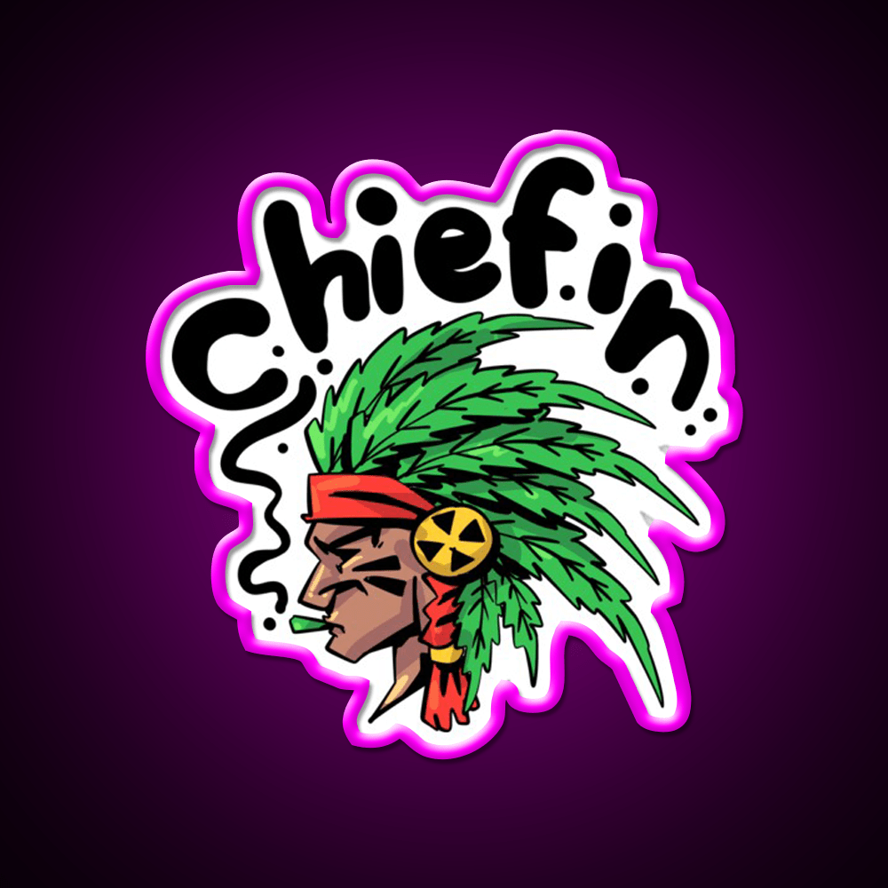 Chiefin Weed Native Hemp Inspired Green Leaf Led Neon Sign 420 Neon Decor Rgb Color - Shineneon
