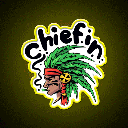 Chiefin Weed Native Hemp Inspired Green Leaf Led Neon Sign 420 Neon Decor Rgb Color - Custom LED neon sign front view