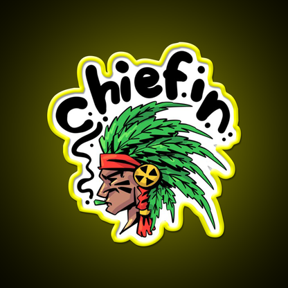 Chiefin Weed Native Hemp Inspired Green Leaf Led Neon Sign 420 Neon Decor Rgb Color - LED neon sign view 7