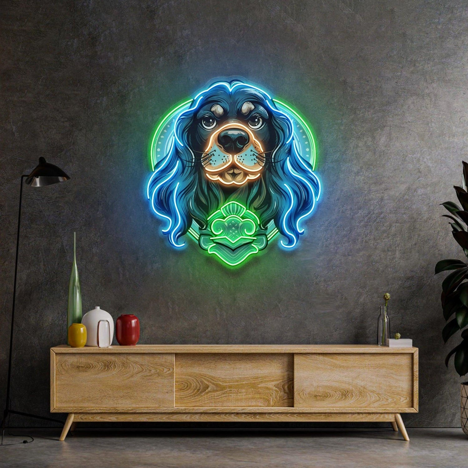 Chihuahua Dog Blue Green Orange Uv Printed Led Neon Sign For Wall Art Decor | Shineneon