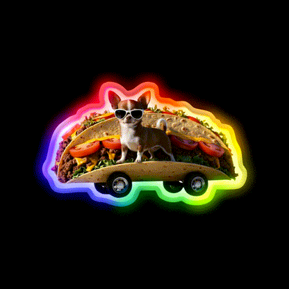 Chihuahua In A Taco Mobile Crazy Taco Led Neon Sign Wall Light Rgb Color - LED neon sign close-up detail
