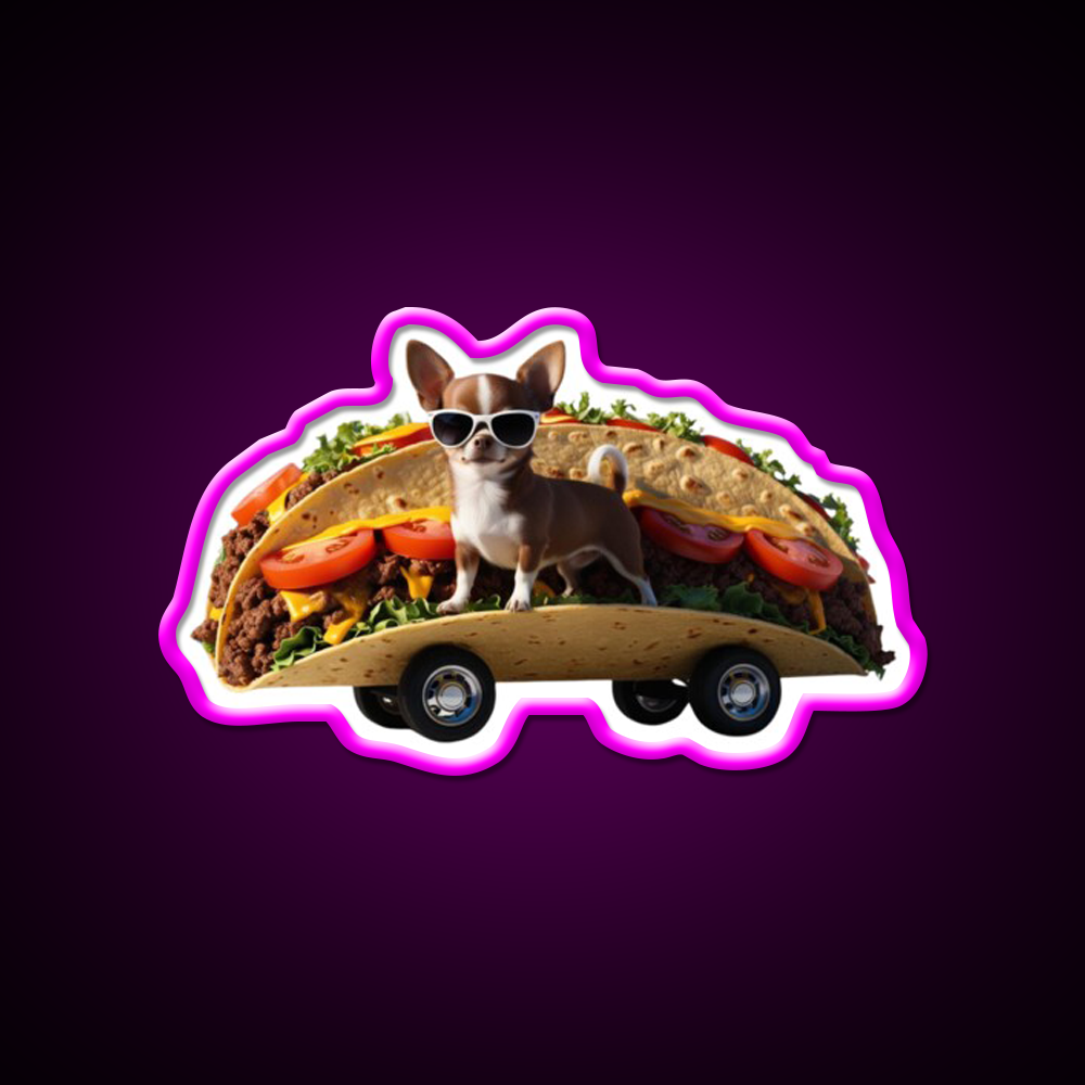 Chihuahua In A Taco Mobile Crazy Taco Led Neon Sign Wall Light Rgb Color
