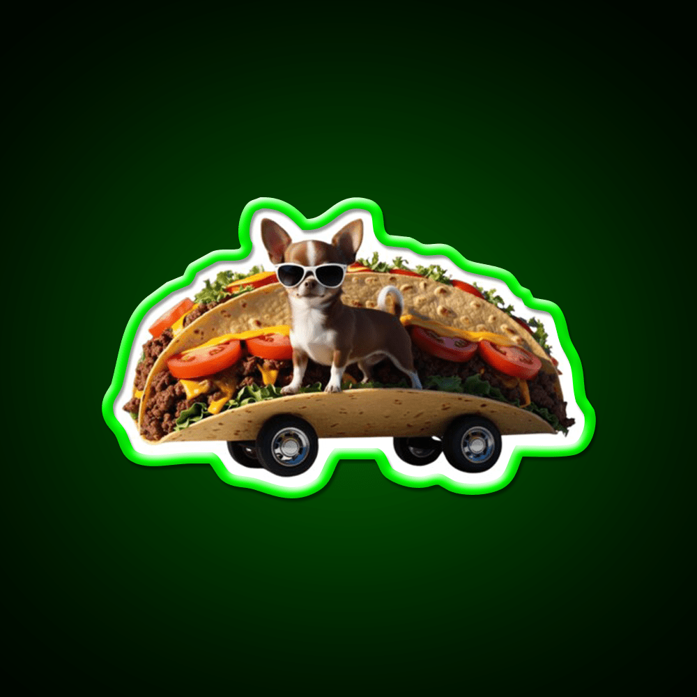 Chihuahua In A Taco Mobile Crazy Taco Led Neon Sign Wall Light Rgb Color - Shineneon