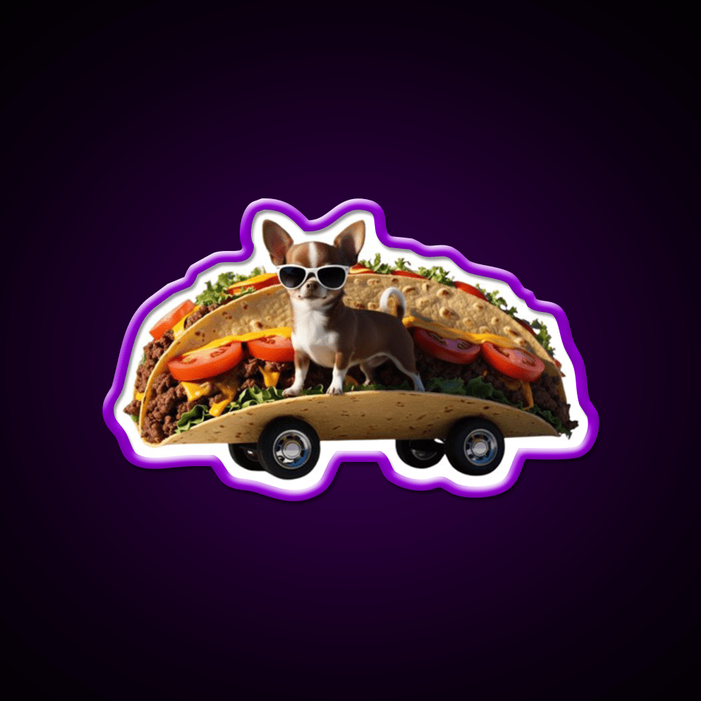 Chihuahua In A Taco Mobile Crazy Taco Led Neon Sign Wall Light Rgb Color - Shineneon