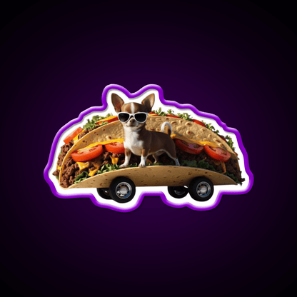 Chihuahua In A Taco Mobile Crazy Taco Led Neon Sign Wall Light Rgb Color - Shineneon