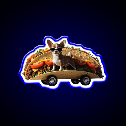 Chihuahua In A Taco Mobile Crazy Taco Led Neon Sign Wall Light Rgb Color - Shineneon