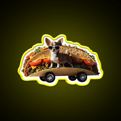 Chihuahua In A Taco Mobile Crazy Taco Led Neon Sign Wall Light Rgb Color - Shineneon