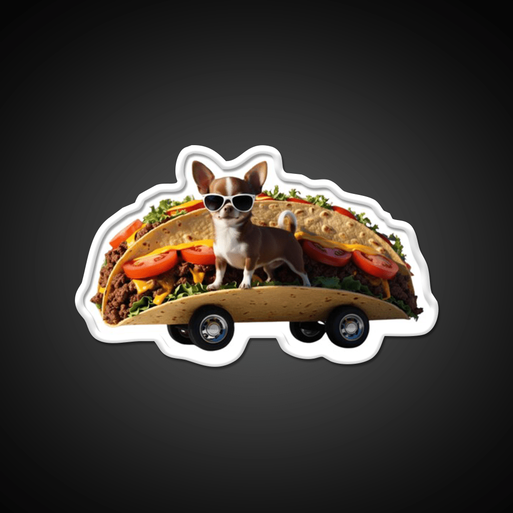 Chihuahua In A Taco Mobile Crazy Taco Led Neon Sign Wall Light Rgb Color - Shineneon