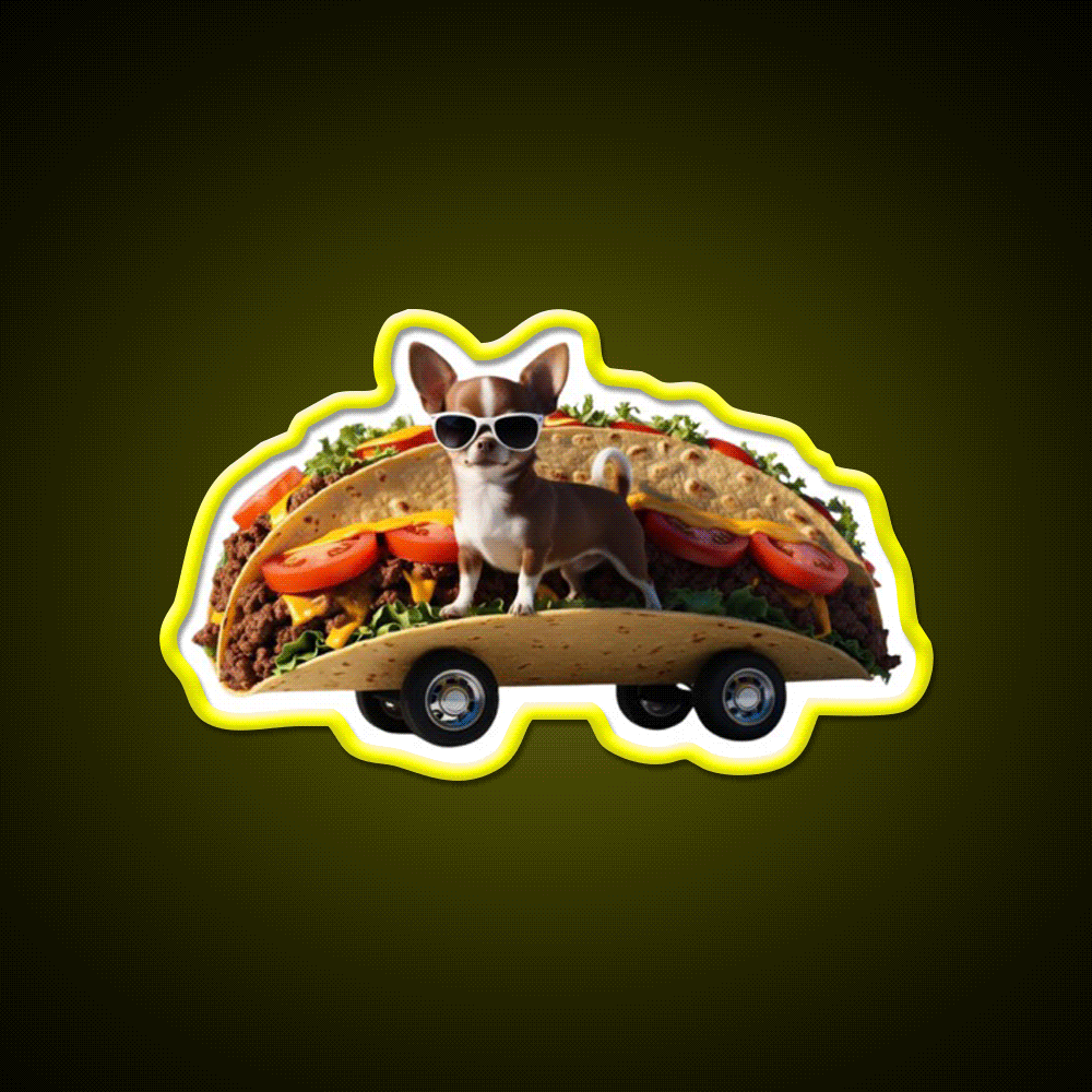 Chihuahua In A Taco Mobile Crazy Taco Led Neon Sign Wall Light Rgb Color