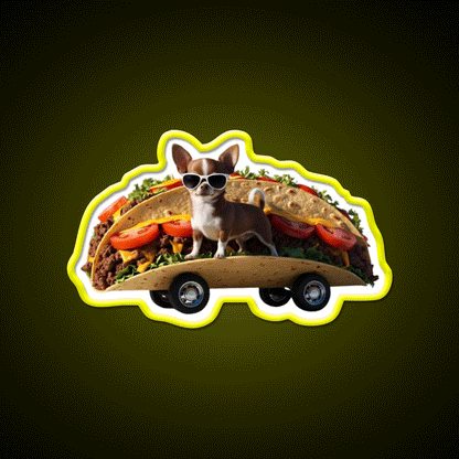 Chihuahua In A Taco Mobile Crazy Taco Led Neon Sign Wall Light Rgb Color - Custom LED neon sign front view