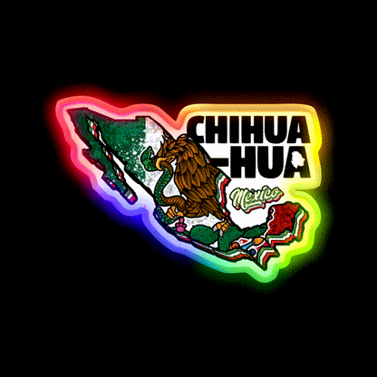 Chihuahua Map Of Mexico Party Drink Tequila Led Neon Sign Rgb Color - LED neon sign close-up detail