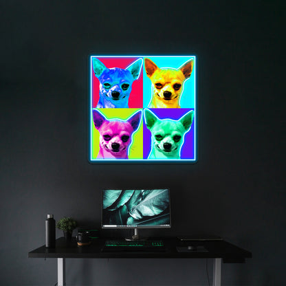 Chihuahua Pop Artwork Business Neon Sign