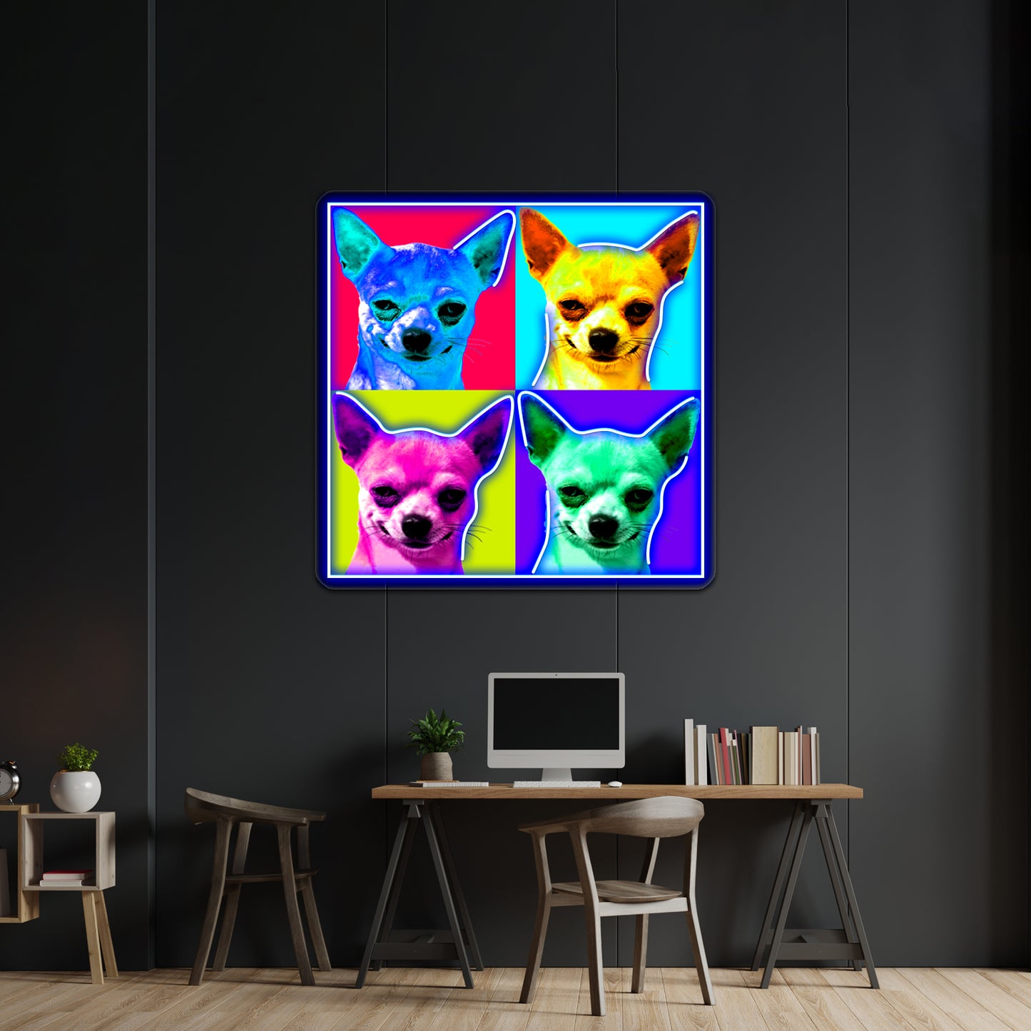 Chihuahua Pop Artwork Business Neon Sign