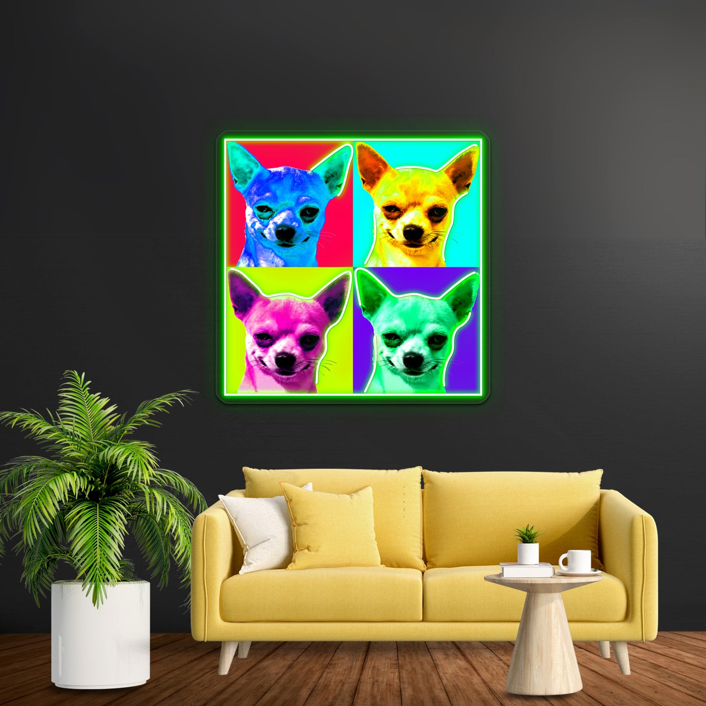 Chihuahua Pop Artwork Business Neon Sign