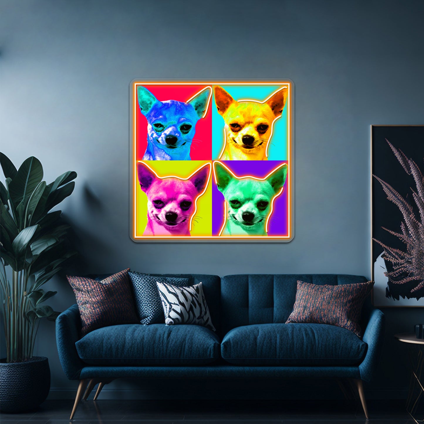 Chihuahua Pop Artwork Business Neon Sign