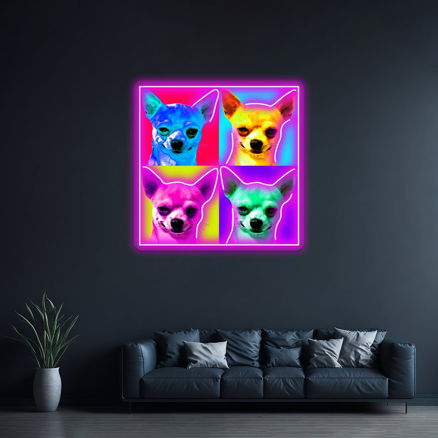 Chihuahua Pop Artwork Business Neon Sign