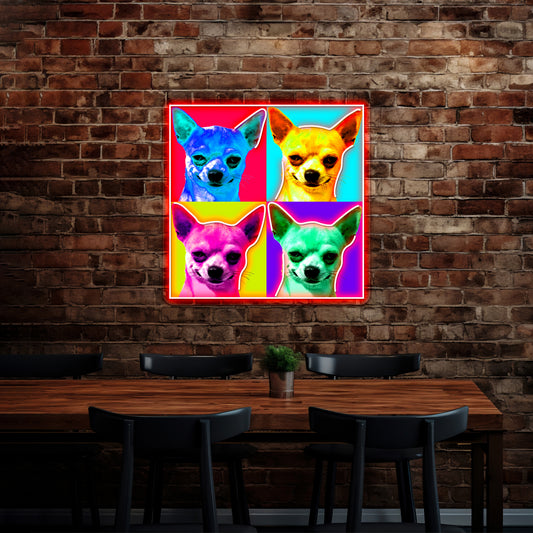 Chihuahua Pop Artwork Business Neon Sign