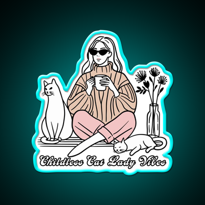 Childless Cat Lady Vibes Cafe Led Neon Sign Espresso Bar Art Rgb Color