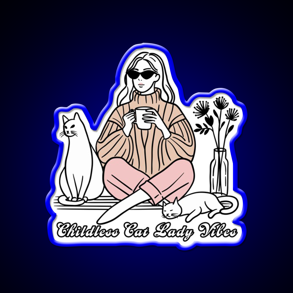 Childless Cat Lady Vibes Cafe Led Neon Sign Espresso Bar Art Rgb Color