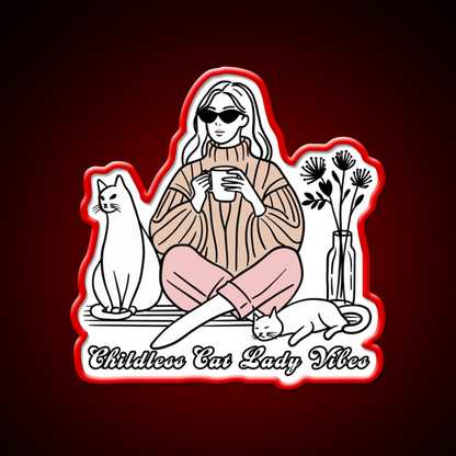 Childless Cat Lady Vibes Cafe Led Neon Sign Espresso Bar Art Rgb Color