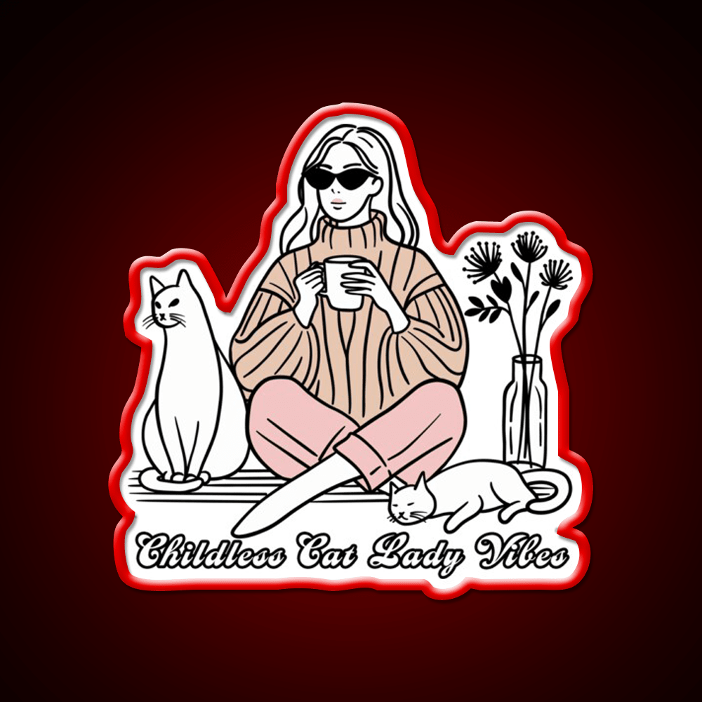 Childless Cat Lady Vibes Cafe Led Neon Sign Espresso Bar Art Rgb Color - Shineneon