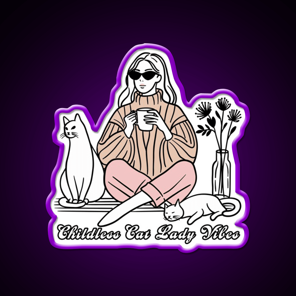 Childless Cat Lady Vibes Cafe Led Neon Sign Espresso Bar Art Rgb Color - Shineneon