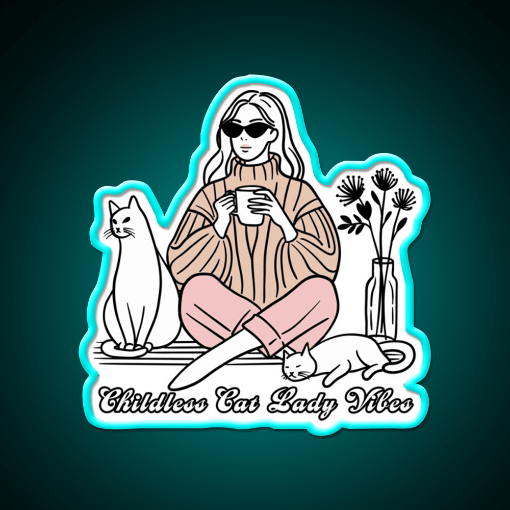 Childless Cat Lady Vibes Cafe Led Neon Sign Espresso Bar Art Rgb Color - Shineneon