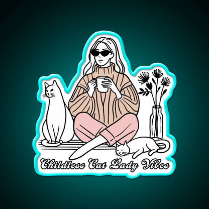 Childless Cat Lady Vibes Cafe Led Neon Sign Espresso Bar Art Rgb Color - Shineneon