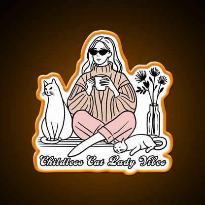 Childless Cat Lady Vibes Cafe Led Neon Sign Espresso Bar Art Rgb Color - Shineneon
