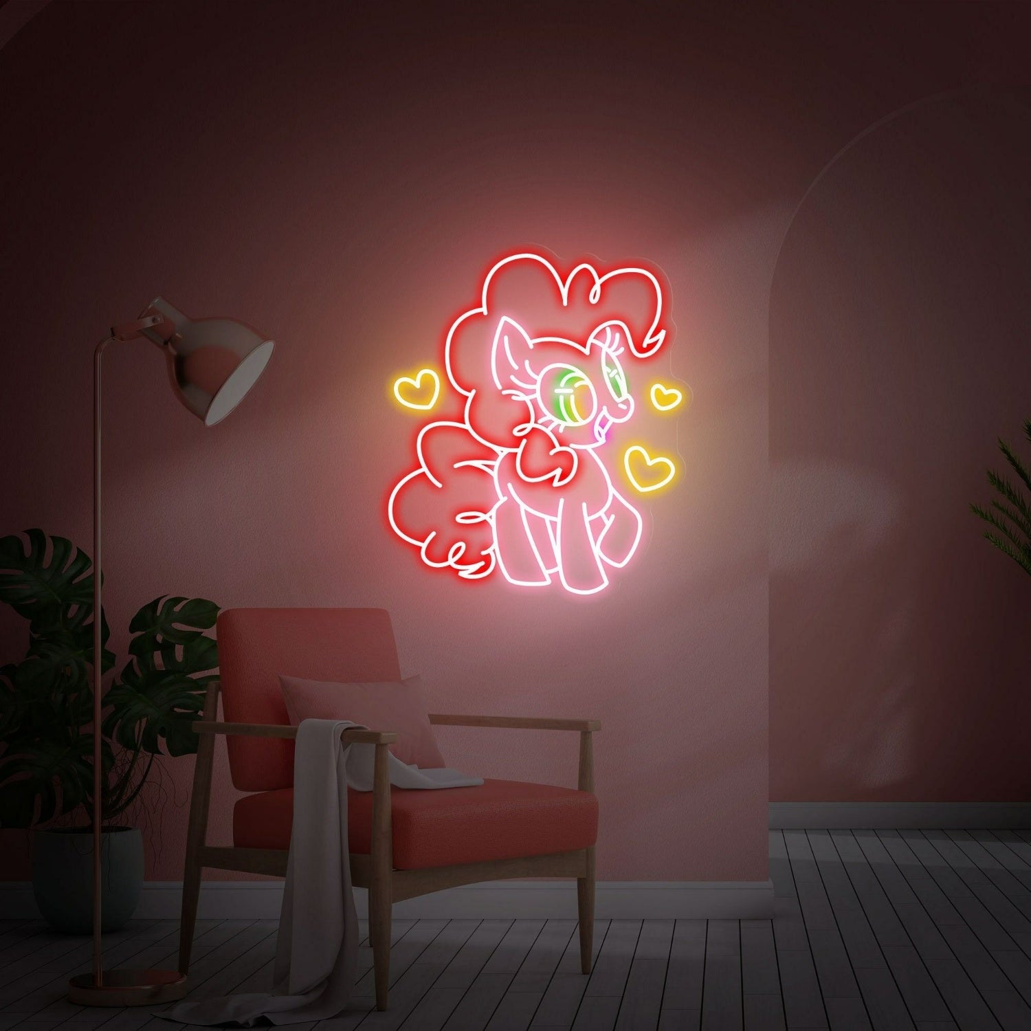 Childs Bedroom Celebrate With Sparkle Pinkie Pie Led Neon Sign - Shineneon