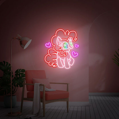 Childs Bedroom Celebrate With Sparkle Pinkie Pie Led Neon Sign - Shineneon