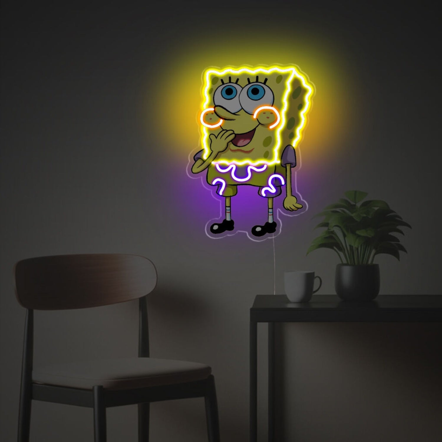 Childs Bedroom Snickering Spongebob Led Neon Acrylic Artwork | Shineneon