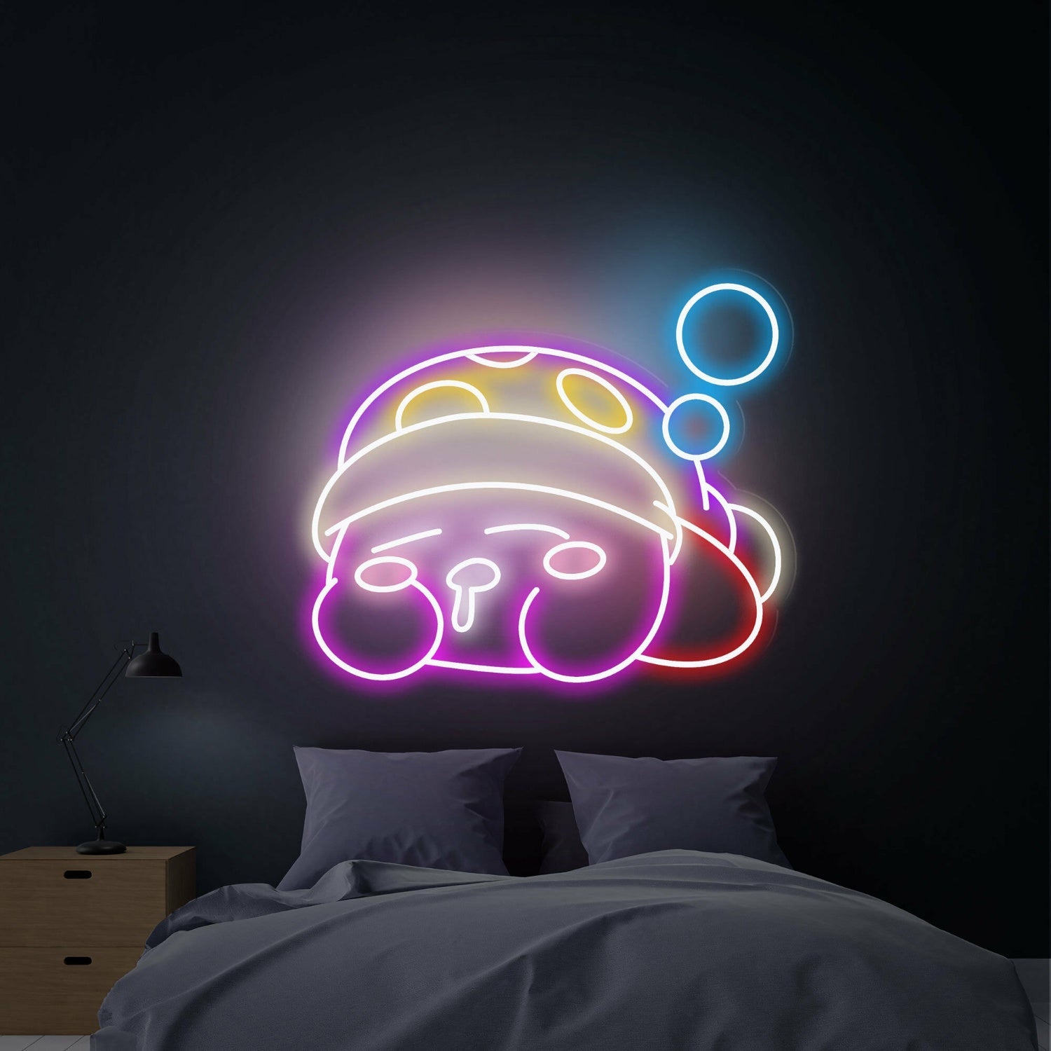 Childs Birthday Bash With Sleepy Kirby Led Neon Sign Wall Art - Shineneon