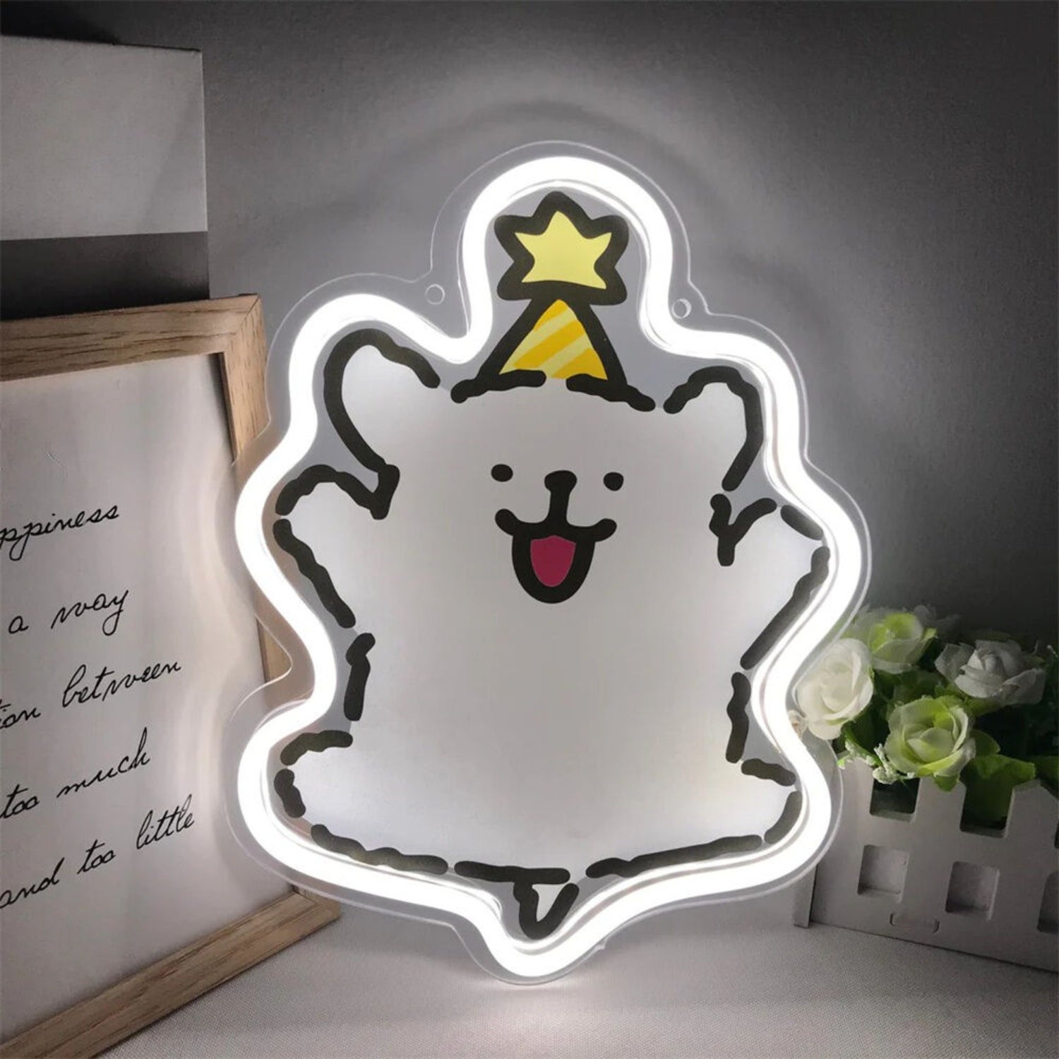 Childs Room Adorable Line Puppy Cartoon Mini Led Neon Sign - Shineneon