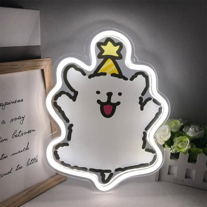 Childs Room Adorable Line Puppy Cartoon Mini Led Neon Sign - Shineneon