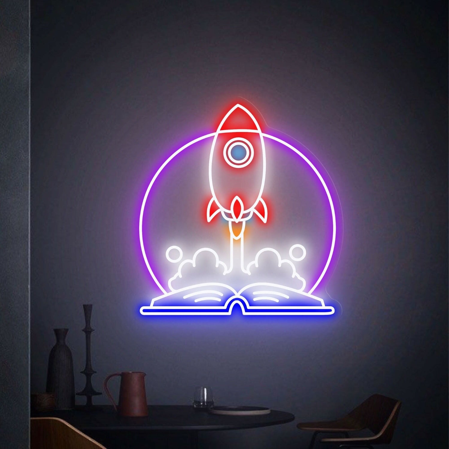 Childs Space And Celebrations Rocket Wall Art Led Neon Sign | Shineneon